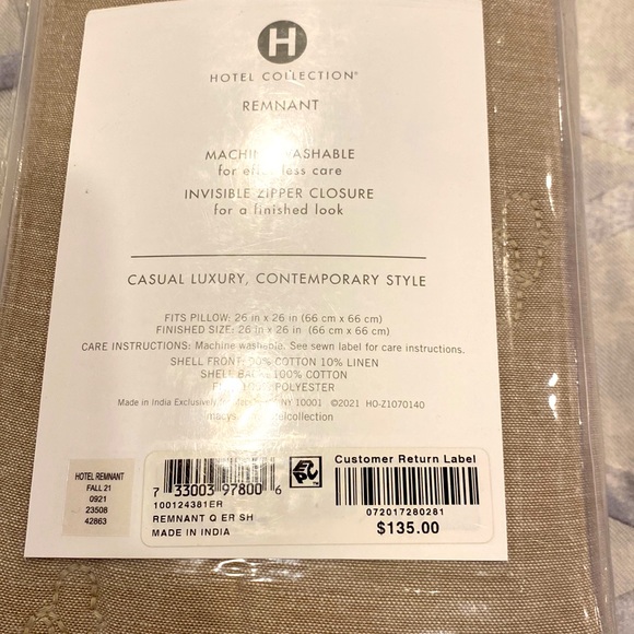 New Hotel Collection Remnant Euro Pillow Sham Retail $135 - Picture 3 of 4